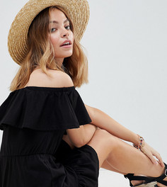 Легкое платье с ярусной юбкой ASOS DESIGN Petite - Черный
