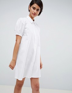 Свободное платье-рубашка мини из хлопка ASOS DESIGN - Белый