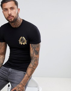 Черная футболка с золотистым логотипом Versace Jeans - Черный