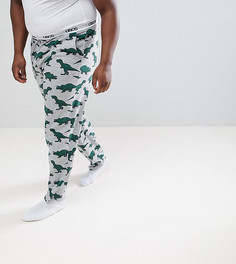 Пижамные брюки с принтом динозавров ASOS DESIGN Plus - Серый