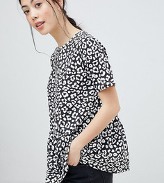 Свободный топ с оборкой и звериным принтом ASOS DESIGN Petite - Мульти