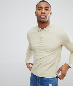 Бежевое поло из пике с длинными рукавами ASOS DESIGN - Бежевый