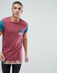 Футболка с ацтекским принтом на рукавах, кармане и вставке по краю ASOS DESIGN - Красный
