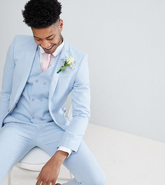 Нежно-голубой зауженный пиджак с принтом на подкладке ASOS TALL Wedding - Синий