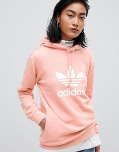 Oversize-худи розового цвета с трилистником adidas Originals - Розовый