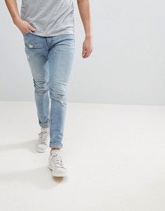 Голубые потертые джинсы скинни ASOS DESIGN - Синий