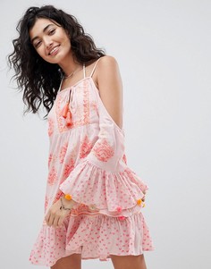 Пляжное платье с расклешенными рукавами South Beach - Розовый