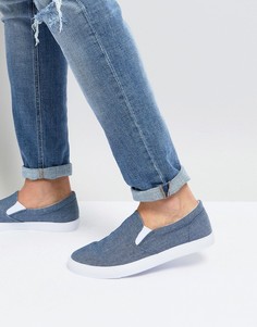 Синие кеды-слипоны из ткани шамбре ASOS - Синий