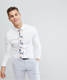 Облегающая рубашка и галстук с цветочным принтом ASOS DESIGN - СКИДКА - Белый
