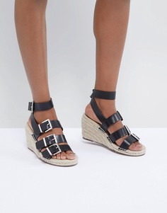 Босоножки-эспадрильи на танкетке с пряжками ASOS DESIGN Tamia - Черный