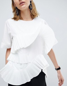 Топ с плиссированными оборками ASOS WHITE - Белый