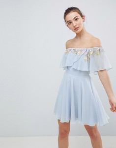 Декорированное приталенное платье-бандо мини ASOS DESIGN - Мульти