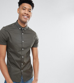 Рубашка скинни цвета хаки с воротником на пуговицах ASOS TALL - Зеленый