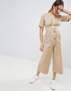 Комбинезон с пуговицами из рога ASOS DESIGN - Коричневый