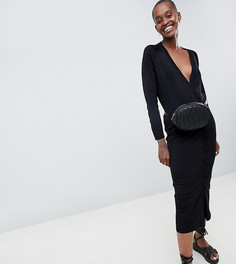 Трикотажное платье с пуговицами ASOS WHITE - Черный
