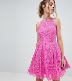 Кружевное платье для выпускного мини ASOS DESIGN Petite - Розовый