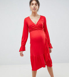 Платье с запахом и оборками ASOS DESIGN Maternity - Красный