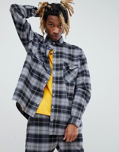 Свободная фланелевая рубашка в клетку ASOS x Unknown London - Черный