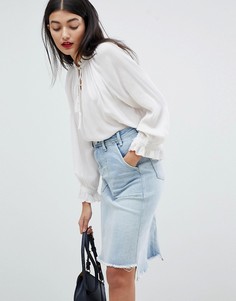 Джинсовая юбка миди с необработанными краями Pepe Jeans - Синий