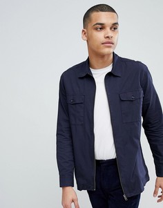 Куртка в стиле рубашки на молнии Selected Homme - Темно-синий