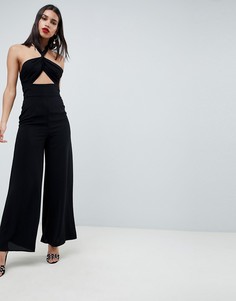 Комбинезон с широкими штанинами и перекрестными бретелями ASOS DESIGN - Черный