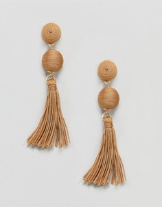 Серьги с бусинами и кисточками ASOS DESIGN - Коричневый
