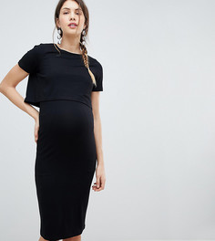 Двухслойное облегающее платье для кормления ASOS DESIGN Maternity - Черный