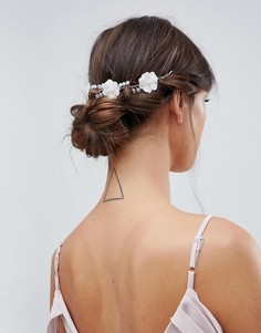 Украшение для волос с цветами кроше и искусственным жемчугом ASOS DESIGN Bridal - Серебряный