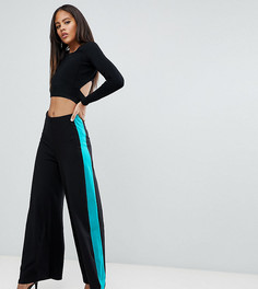 Брюки с широкими штанинами и контрастными полосками ASOS DESIGN Tall - Черный