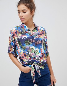 Рубашка с принтом и завязкой ASOS DESIGN - Мульти