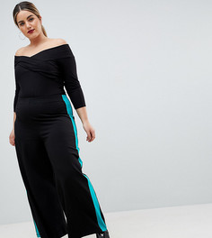 Брюки с широкими штанинами и контрастными полосками ASOS DESIGN Curve - Черный