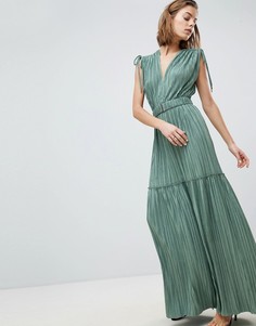 Ярусное платье металлик с мятым эффектом Sabina Musayev - Зеленый