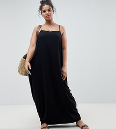 Платье макси в восточном стиле с драпировкой и ремешком на спине ASOS DESIGN Curve - Черный