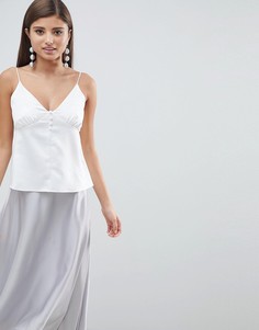 Атласный топ на бретелях с пуговицами ASOS DESIGN - Белый