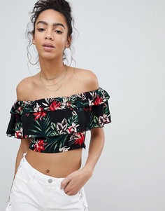 Топ с цветочным принтом Missguided - Черный