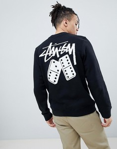 Свитшот с принтом на спине Stussy - Черный