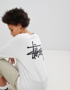 Оверсайз-лонгслив с большим логотипом Stussy - Бежевый