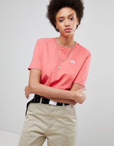 Оверсайз-футболка с небольшим логотипом на груди Stussy - Розовый
