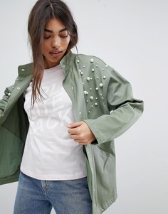 Куртка с отделкой искусственным жемчугом ASOS DESIGN - Зеленый