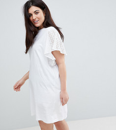 Платье-футболка с вышивкой на рукавах ASOS CURVE - Белый