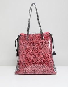 Прозрачная сумка-шоппер с принтом и клатчем из парусины ASOS DESIGN - Розовый