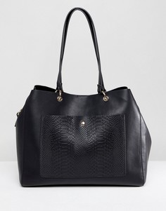 Сумка-шоппер с карманами и металлическими кольцами ASOS DESIGN - Черный