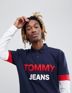 Темно-синее поло колор блок из капсульной коллекции с логотипом Tommy Jeans - Темно-синий