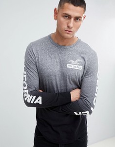 Лонгслив с принтом на спине и эффектом омбре (черный/серый) Hollister - Серый