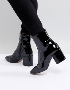 Кожаные ботильоны на блочном каблуке ASOS DESIGN Rosana - Черный