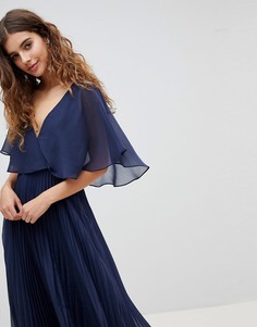 Платье миди с плиссированной юбкой и расклешенными рукавами ASOS DESIGN - Зеленый