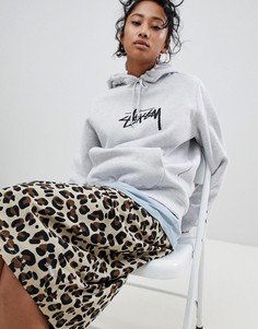 Oversize-худи с логотипом на груди Stussy - Серый