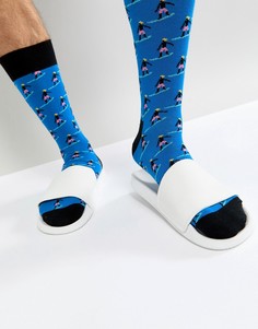 Синие носки с принтом Happy Socks - Синий