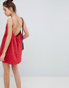 Сарафан мини с глубоким вырезом на спине и вышивкой ришелье ASOS DESIGN - Красный