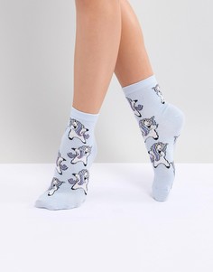 Носки с узором в виде единорогов ASOS DESIGN - Фиолетовый